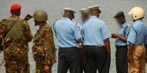 KDF officers and Kenya Police officers in Mombasa.