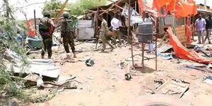 KDF officers at an explosion scene in Mandera on March 25, 2024