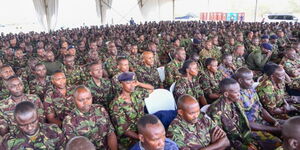 Photo of Kenya Defence Force (KDF) during 12th KDF Day celebrations at Embakasi Garrison in Nairobi on October 14, 2023