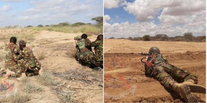 Photo collage of Kenya Defence Forces soldiers during  joint weapons training on January 3, 2021