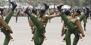 Kenya Police perform drills during a passing out parade