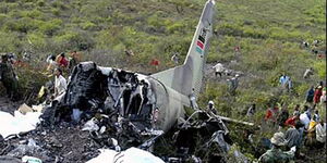 The wreckage of a Kenyan plane