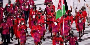 Tema Kenya at the opening ceremony of the 2020 Tokyo Olympics.