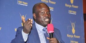 Kenya Power Managing Director and CEO Joseph Siror speaking at Stima Plaza on February 20, 2024