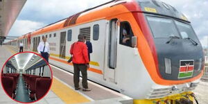 The Standard Gauge Railway (SGR) train readies for takeoff at the Nairobi terminus.