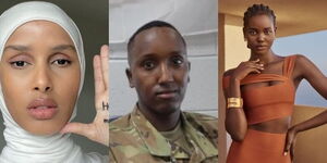 Photo Collage of Kenyan Refugees Rawdah Mohamed, Abdimaik Hashi and Model Adut Akech