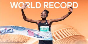 Kenyan Athlete Agnes Ngetich breaks the 10,000 race in Valencia, Spain, on Sunday, January 14, 2024