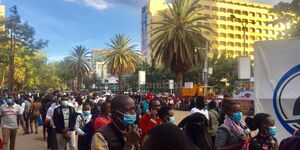 Kenyans queued in the streets of Nairobi.
