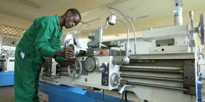 A student in session at a TVET institution in Kenya.