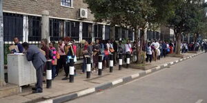 Kenyans queue for job opportunities in Nairobi.
