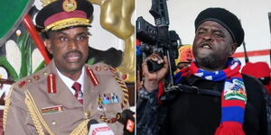 Kenya's Deputy of IG Noor Gabow (left) and Jimmy 'Barbecue' Cherizier who leads the G9 Haitian gang alliance 