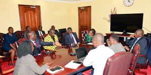 The Kenya Film and Classification Board meeting with controversial singer Christopher Mosioma alias Embarambamba at the KFCB offices at Uchumi House in Nairobi on March 14, 2024