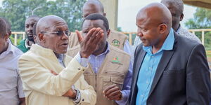 Kakamega Senator Boni Khalwale addressing officials during a visit to Kakamega County on Friday, October 3, 2025.