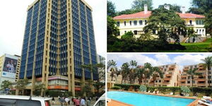 An image of International Life House (left), former President Mwai Kibaki's Ksh400 million Nyeri home (above) and Norfolk Towers. 