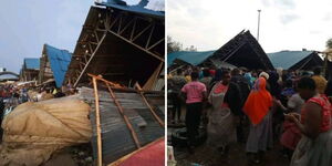 Traders stranded after the Kibuye Market roof collapsed on Thursday, October 2, 2025.