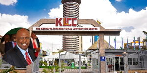 A photo of the Kenyatta International Convention Centre (KICC) and an insert of KANU party leader Gideon Moi.