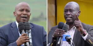 A photo collage of Interior CS Kithure Kindiki and Deputy President Rigathi Gachagua