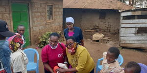  Kameme TV presenter Njuguna Gicheha alias Man Nyari visit Joyce Wanjiku and Lucy Njoki on Friday, September 4, after viral video