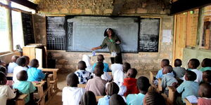 Children being taught in a school