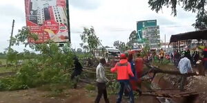 Thindigua residents protesting along Kiambu Road on October 21, 2020.