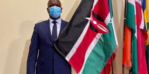Ambassador Martin Kimani at the flag hoisting ceremony on Monday, 4, January 2021.