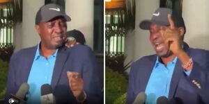 Former Bahati MP Kimani Ngunjiri breaks down in tears while addressing journalists at the Karen hospital on October 17, 2024