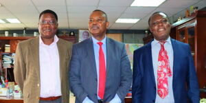 KNQA chairperson Dr. Kilemi Mwiria (left), DCI Director George Kinoti (center), and KNQA Director-General Dr. Juma Mukhwana (right) on February 9, 2021.