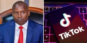 A photo collage of Interior CS Kithure Kindiki (left) and the TikTok platform. 