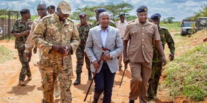  Interior Cs Kithure Kindiki with security teams at Archer's Post, Samburu County on Thursday, December 28, 2023 