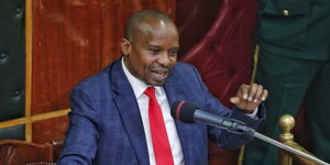 Interior Cabinet Secretary Kithure Kindiki speaking before the National Assembly on April 12.  