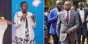 A collage image of First Lady Rachel Ruto speaking on May 13, 2023(Left) and Interior Minister Kithure Kindiki on May 7, 2023.(Right) 