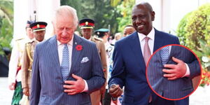 King Charles III (left) with President William Ruto (right) at State House Nairobi, Kenya in October 2023