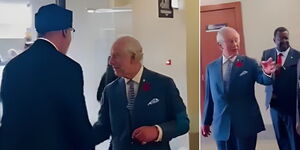 Billionaire Jaswant Singh Rai greeting King Charles III in Nairobi during the latter's State Visit on October 31, 2023.