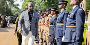 Interior Cabinet Secretary Kipchumba Murkomen inspecting a guard of honour during his visit in Kisii on Friday, September 12, 2025.