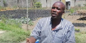 A photo of Nicholas Kiprono speaking to Njeraini Citu on September 19, 2023. 
