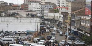 An aerial view of Kirinyaga Road street in Nairobi CBD 
