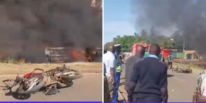 Nyalenda residents protest after two boda bod riders killed by a speeding car on February 22, 2024