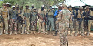 Interior CS Kithure Kindiki addresses security forces deployed to curb insecurity in the North Rift. Kindiki visited the security camp at Kolowa, at the border of Baringo and Elgeyo Marakwet counties in April 2023 