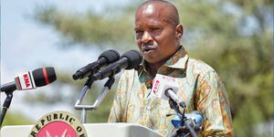 Interior Cabinet Secretary Kithure Kindiki speaking during graduation of National Police Reservists at Kimalel grounds, Baringo County on May 18, 2023.