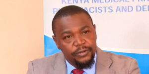 Kenya Medical Practitioners and Doctors Union (KMPDU) Secretary General Dr. Davji Atellah addressing a press conference on January 30, 2024.