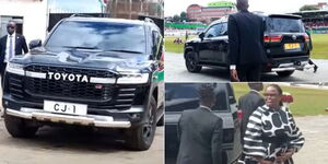 A photo collage of the Toyota Land Cruiser 300 GR Sports car used by Chief Justice Martha Koome on June 1, 2023.