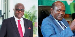 Former Siera Leone President Ernest Bai Koroma (left) and former Independent Electoral and Boundary Commission Chairperson (IEBC) Wafula Chebukati.