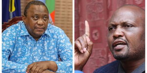 President Uhuru Kenyatta (left), and Gatundu South Member of Parliament, Moses Kuria.