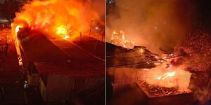 Footage of an inferno burning down houses at the Kawangware estate in Nairobi on September 19, 2024