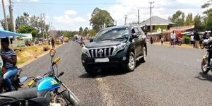 A photo of Former Suna West MP Joseph Ndiege's Toyota Landcruiser at Maranatha Church grounds in Migori County.