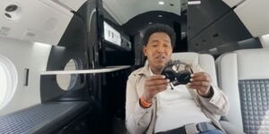 An image of Narok Senator Ledama Olekina inside Ksh4 billion Gulfstream G450 jet