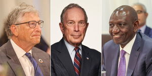 Left to right: Billionaires Bill Gates and Michael Bloomberg and President William Ruto
