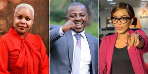 Left to right: former TV anchors Jane Ngoiri, Francis Gachuri and Sophia Wanuna.