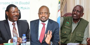 Left to right: NA Speaker Moses Wetangula, Public Service CS Moses Kuria and President Moses Kuria.