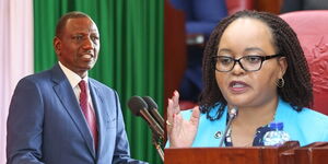 A side-to-side image of President William Ruto and Council of Governors Chairperson Anne Waiguru.